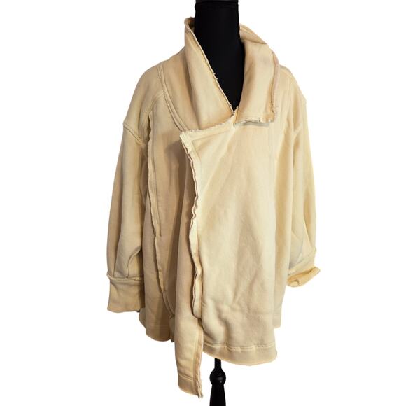 Free People We The Free Loui Cardi Jacket Canary Yellow Lagenlook XS Oversized - Picture 2 of 6